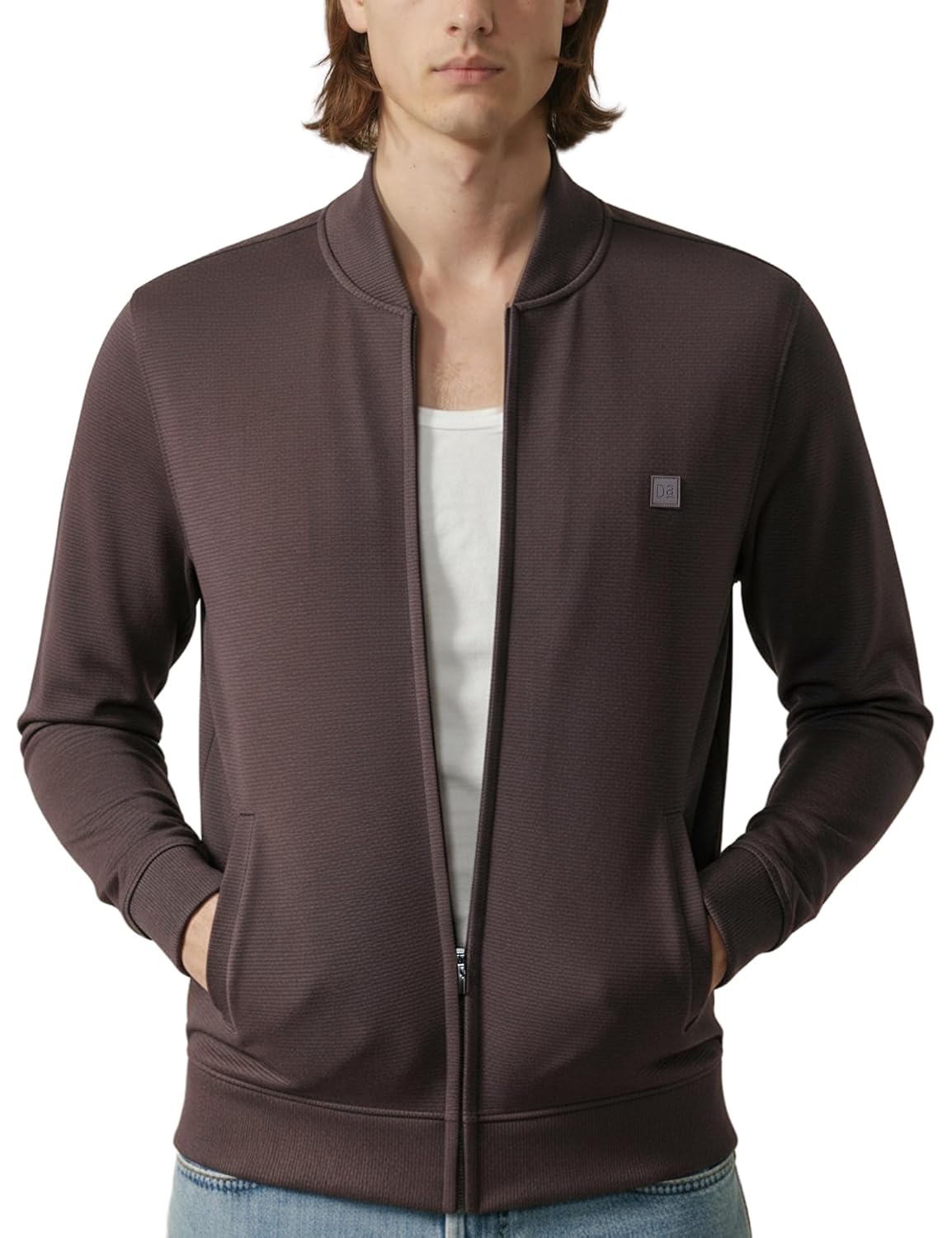 DAMENSCH Winter Jacket For Men, Textured Zipper Sweatshirt For Man, Shape and Colour Retaining ReNEWd Ottoman Zip Bomber Jacket