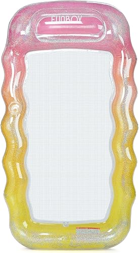 FUNBOY Clear Inflatable Mesh Pool Lounger Mesh Water Hammock with Built-in Pillow 70" Pool Hammock Float for Adults Swimming Pool Accessories &