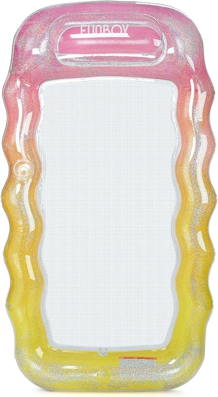 FUNBOY Tumbona de pileta de malla inflable transparente Hamaca de agua de malla con almohada incorporada Flotador de hamaca de pileta de 70 pulgadas para adultos Accesorios de pileta y tumbona de pileta de bronceado flotador para fiestas en la pileta y verano