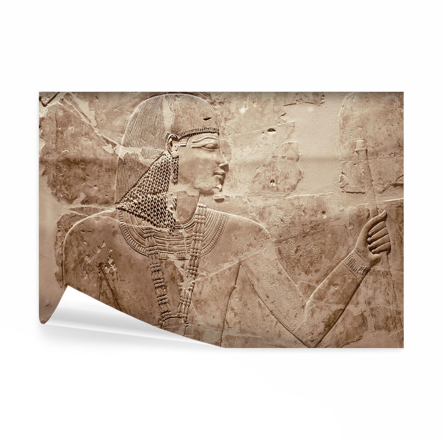 decomonkey - Papier Peint Panoramique Abstrait 300x210 cm - Décoration murale moderne – Tapisserie décorative pour chambre salon - Afrique egypte pharaon sculpture en pierre