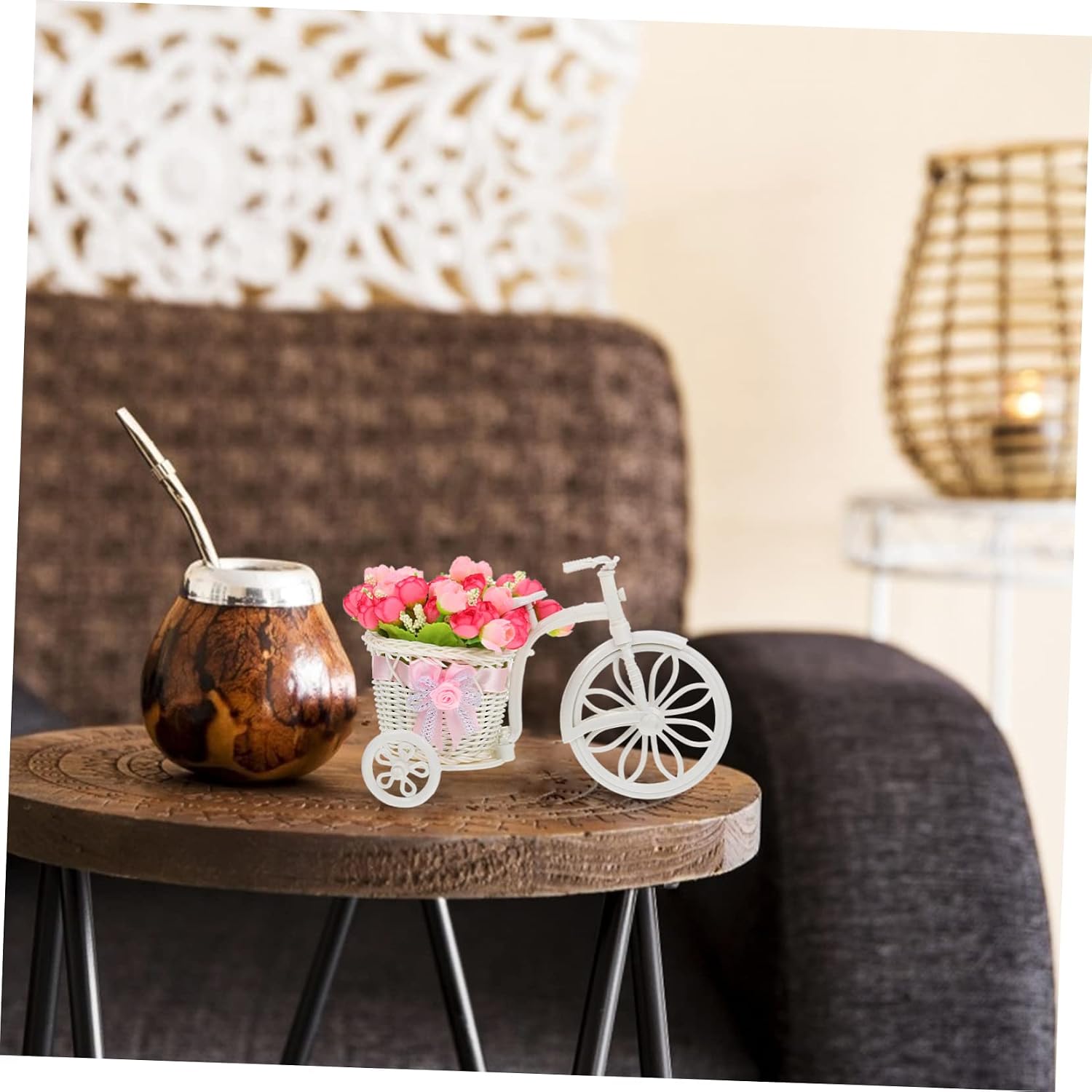 Toddmomy 1pc Bike Shape Artificial Flower Rack Flowers Decor Unique Bike Decor for Wall Wall Artificial image 5