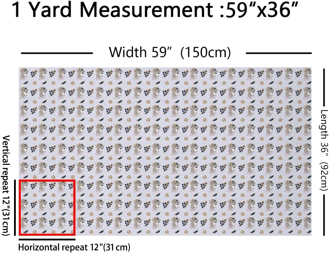 Opossum Outdoor Fabric by The Yard,Cartoon Possum Fabric for Teens Craft Lover,Watercolor Floral Blueberries Animal Upholstery Fabric for Quilting Sewing Supplies,3 Yards