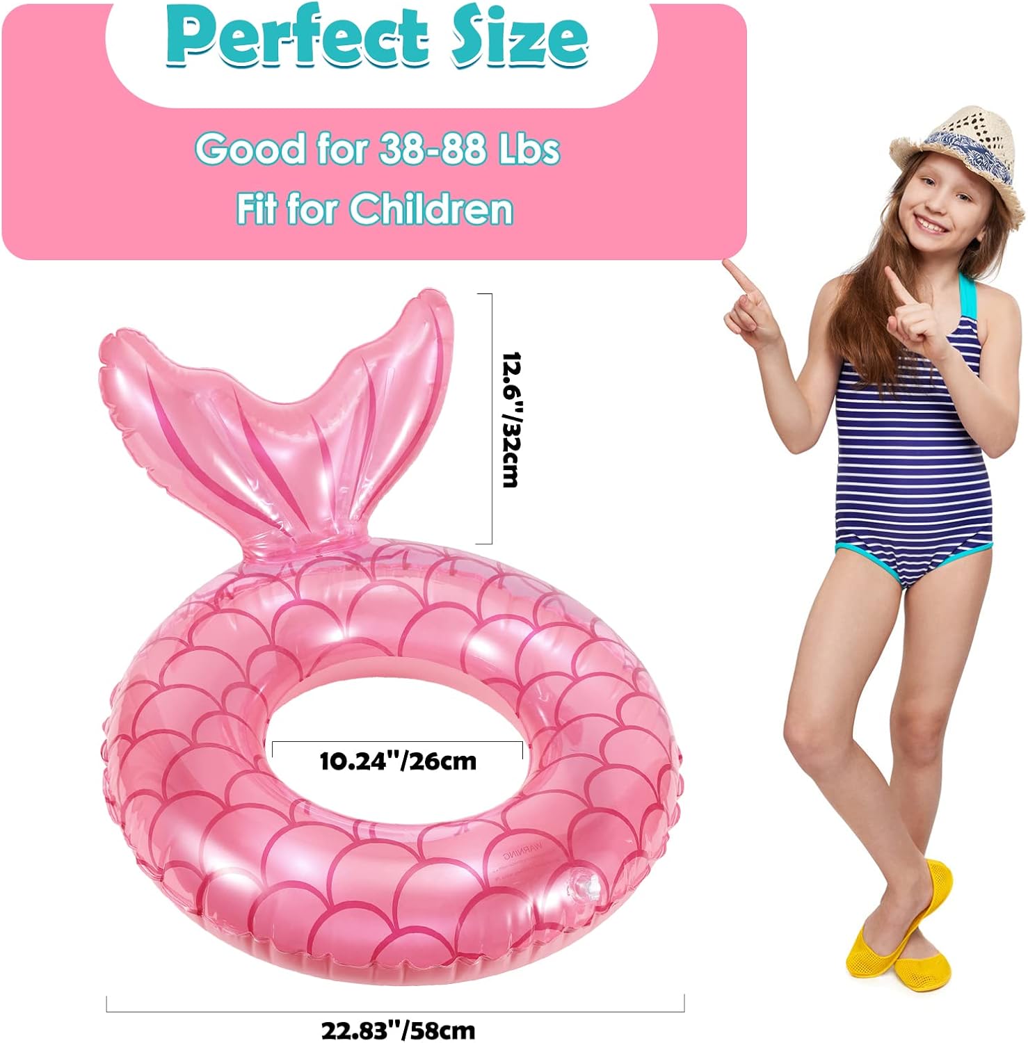 HeySplash Swim Vest for Kids&Mermaid Pool Float