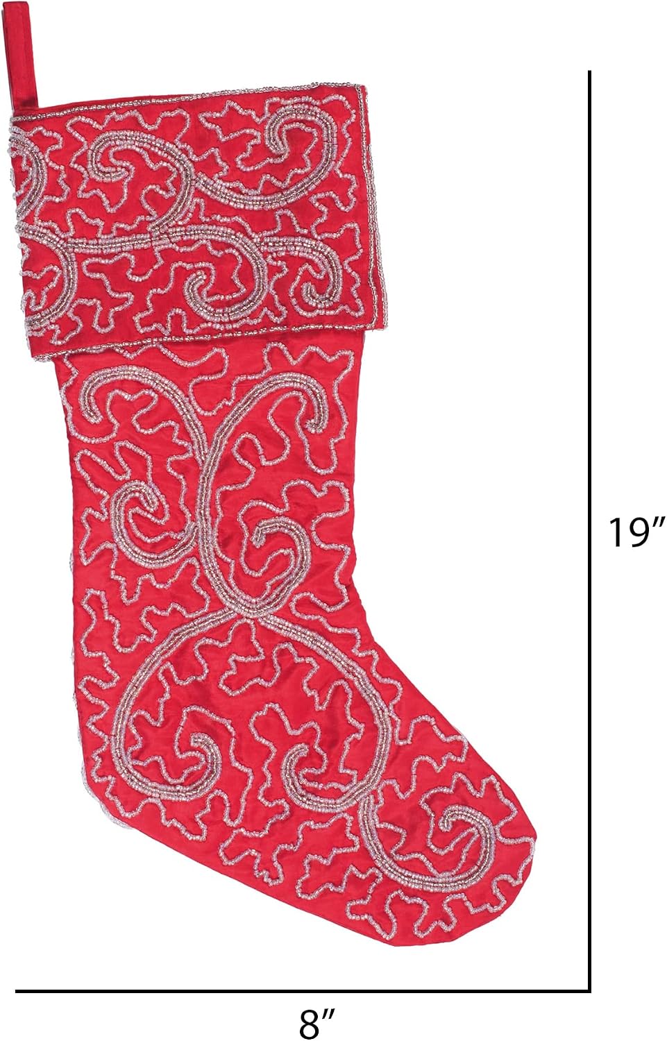 Vickerman Decorative 8" x 19" Filigree Scroll Christmas Stocking