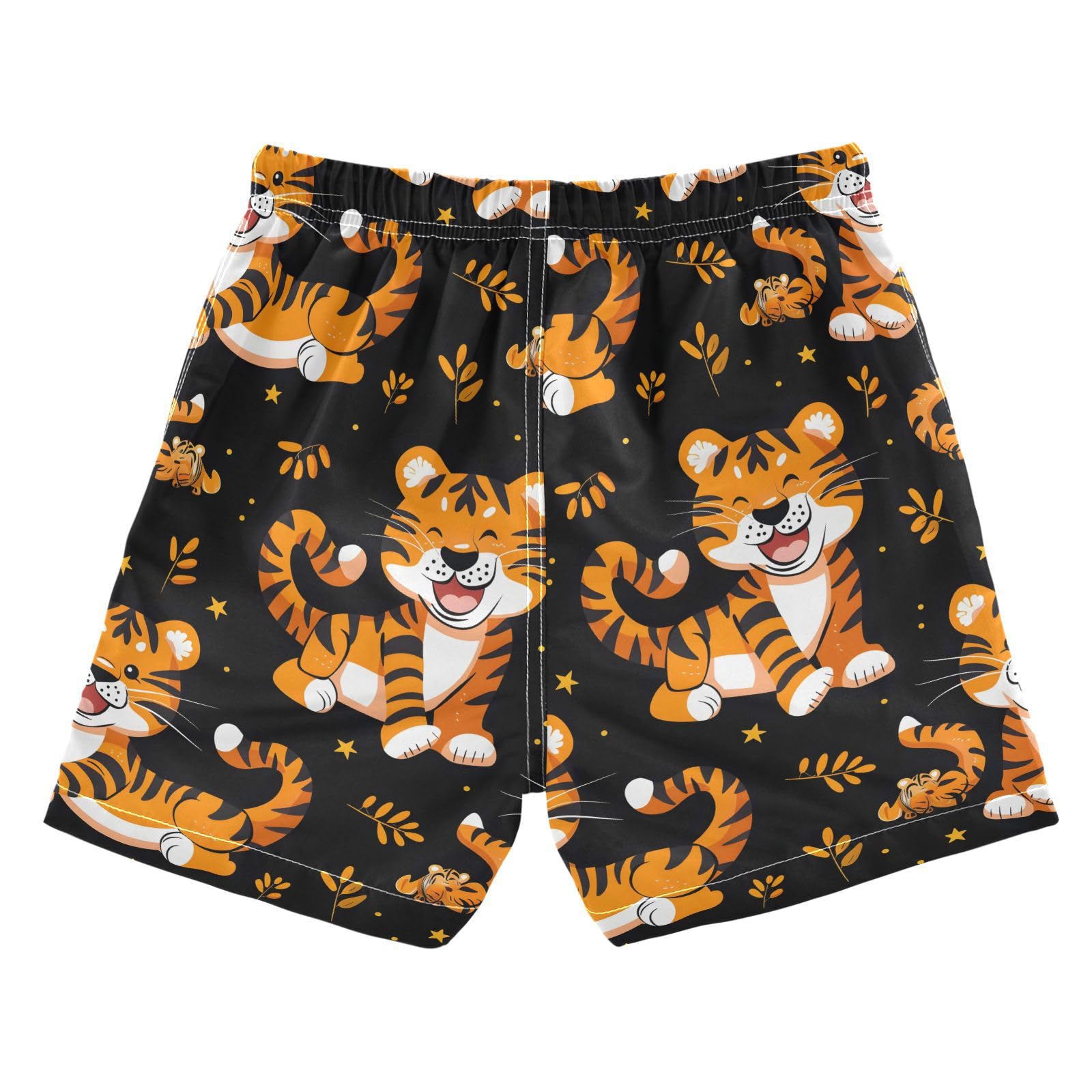 ALAZA Cartoon Tiger Boys Quick Dry Beach Board Shorts Kids Swim Trunks Bathing Suit Swimsuit 4T Multicolor