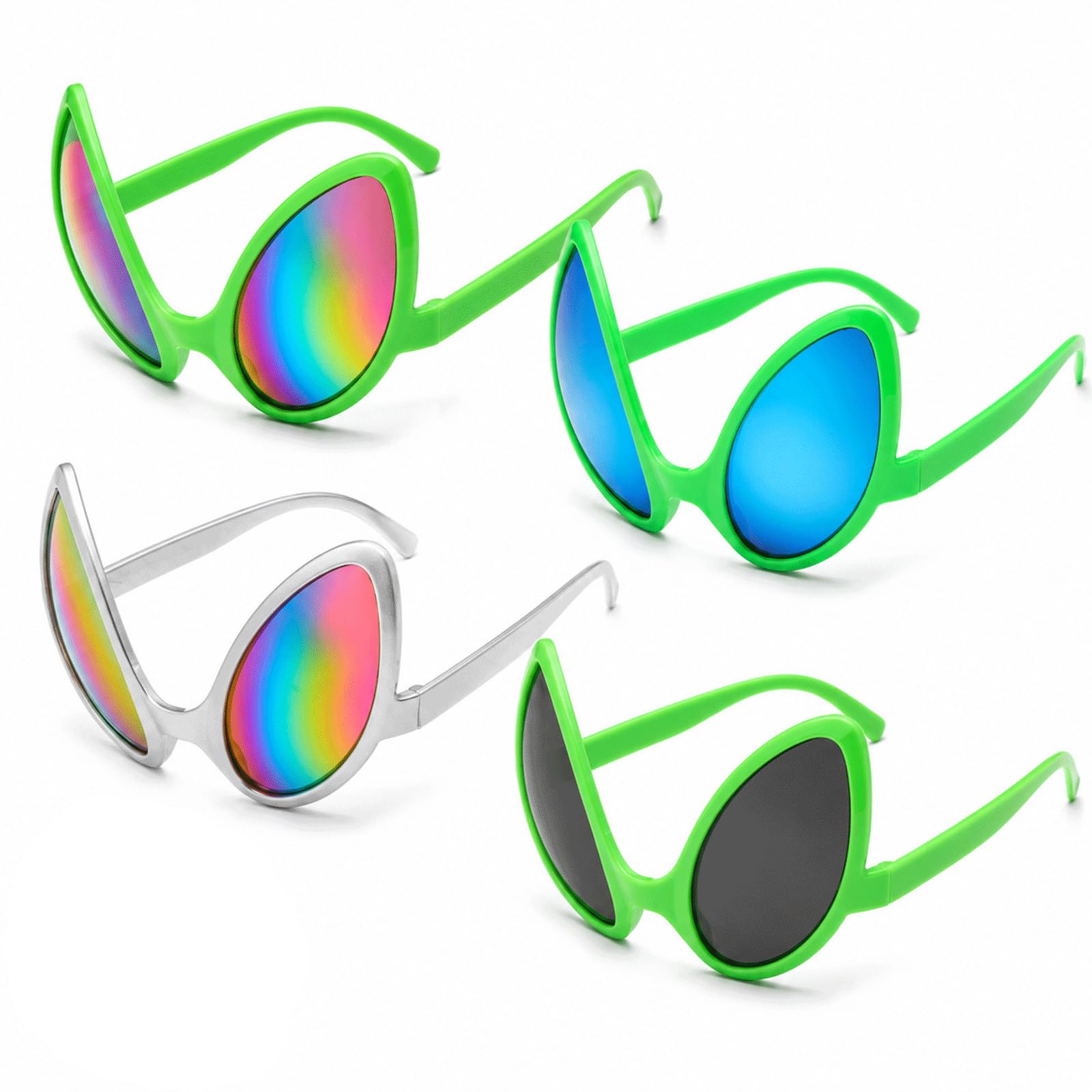 MAUDFEK 4 PCS Alien Glasses, Alien Sunglasses for Halloween Parties, Pairs with Colourful Frames and Lenses, Ideal for Costume Accessories and Theme Gatherings