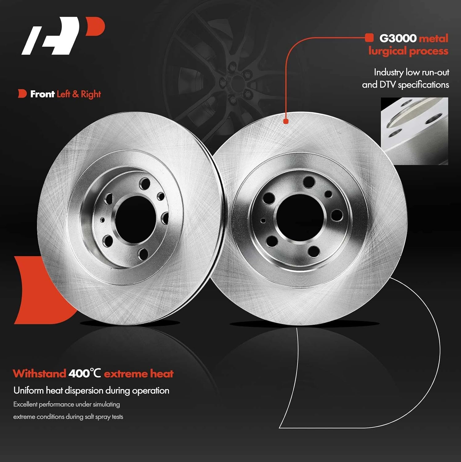A-Premium 11.02 inch (279.7mm) Front Vented Disc Brake Rotors + Ceramic Pads Kit Compatible with Select Volkswagen Models - Jetta/Golf 2000-2006, Jetta City 2007-2009, Golf City 2007-2010, Beetle