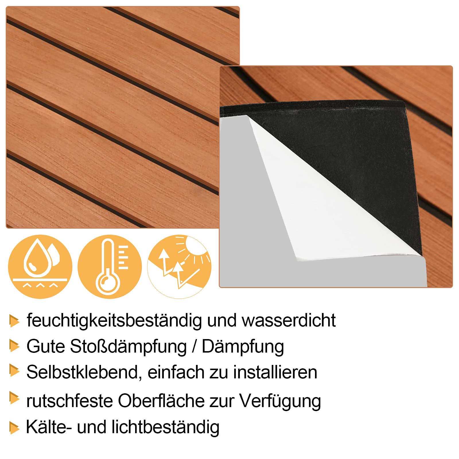 Eva Imitation Teak Bodenbelag Matte,Selbstklebend Teppich Pad,Eva Schaum Boot Yacht Bodenbelag Teppich,für Boot,Bodenbelag,Surfbrett,Boot Yacht,Marine,Braune