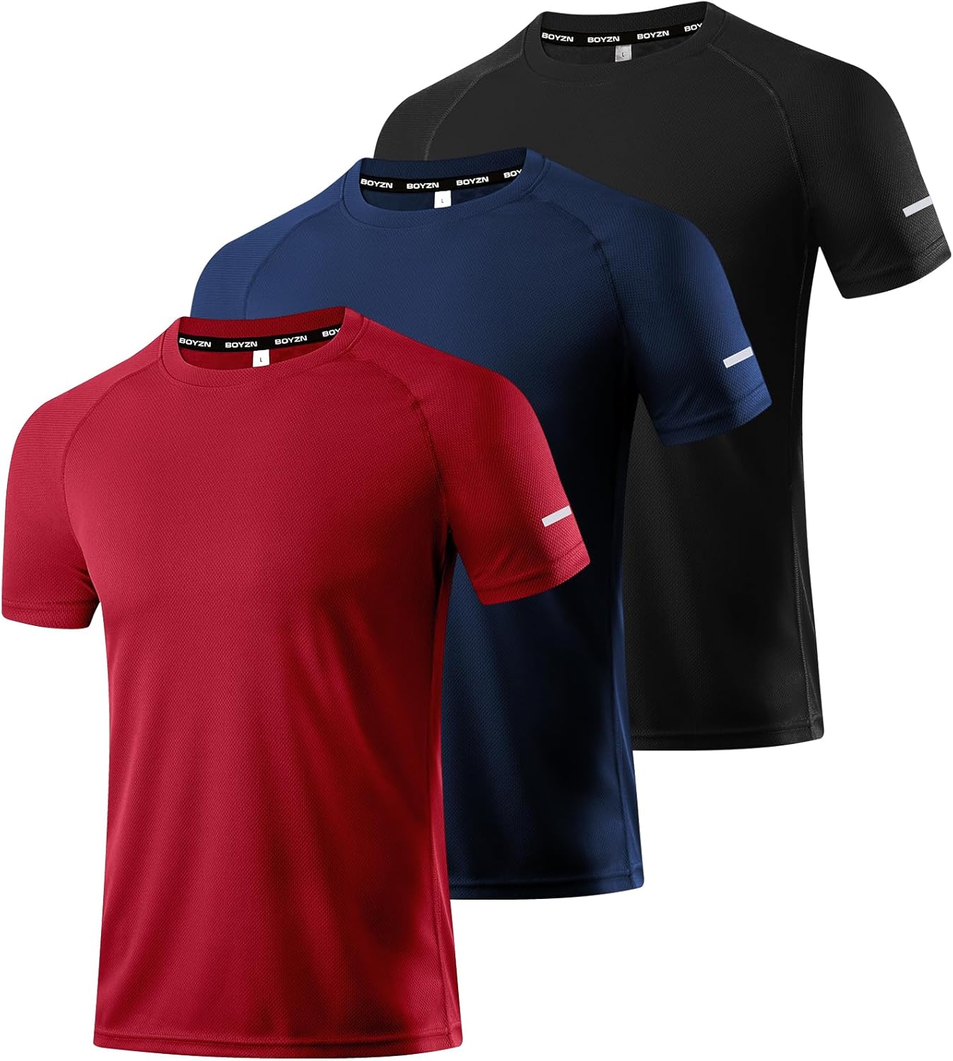 Boyzn 1, 3, 5 or 7 Pack Men’s Workout Running Shirts, Dry Fit Moisture Wicking T-Shirt, Gym Athletic Short Sleeve Tee Shirts