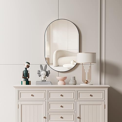 Miniatura 7 de RICHTOP Espejo de baño rectangular negro de 22 x 30 pulgadas para pared, espejo de marco negro mate para sala de estar, verticalhorizontal, a prueba