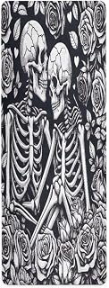 Skeletons Roses Black Yoga Mat Durable & Thick Gym Fitness Mat,Non Slip Natural Rubber Yoga Mat for Yoga, Pilates & Floor Workouts