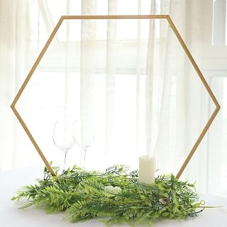 Tableclothsfactory 21" Gold Metal Hexagon Table Wedding Arch Centerpiece Stand, Geometric Self Standing Flower Balloon Frame
