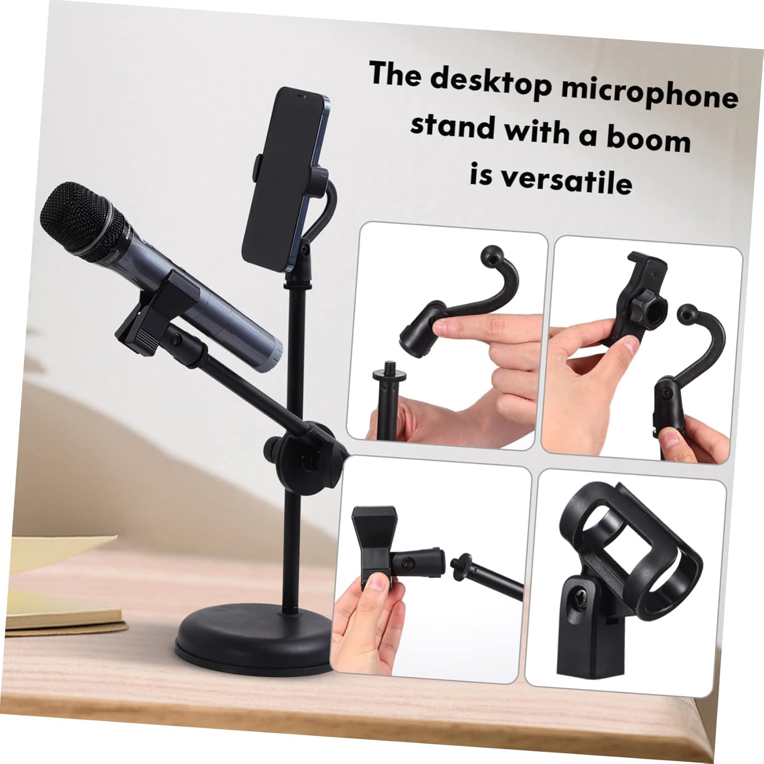 Desktop Microphone Stand Mic Holder for Phone Microphone Accessory Detachable Bracket Easy Assembly