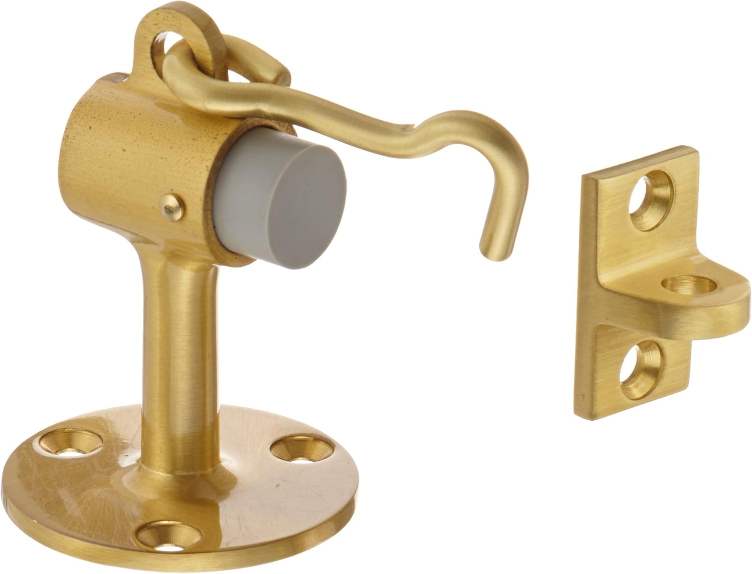 Rockwood 472.4 Brass Door Stop with Keeper, 12 x 11/4" FH