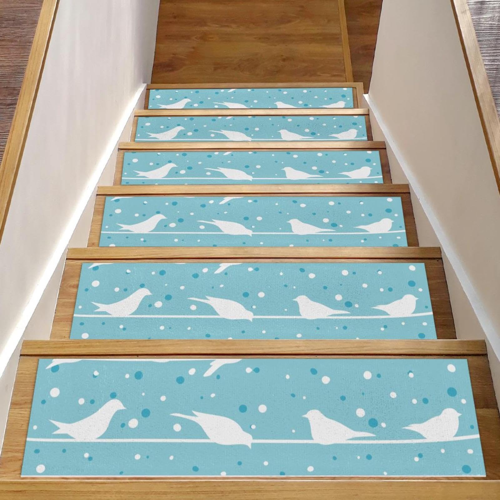 Alfombras de escalera antideslizantes salvan suelos madera de arañazos perros azul 15uds