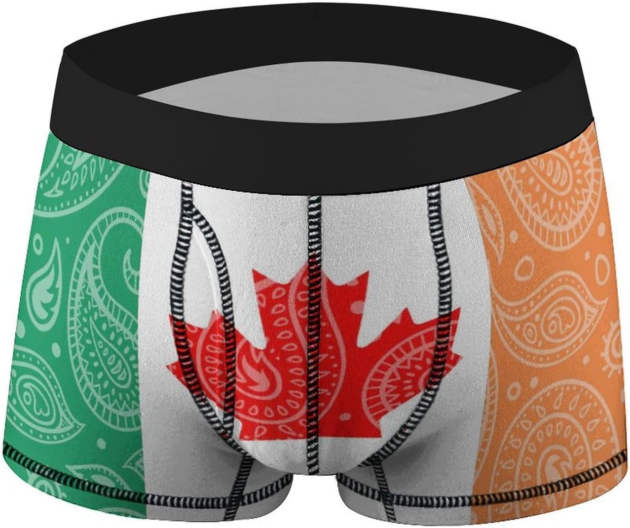 Canada Ireland Flag Paisley Pattern Novelty Men's Trunks Soft Breathable Underwear Patterned Stretch Briefs