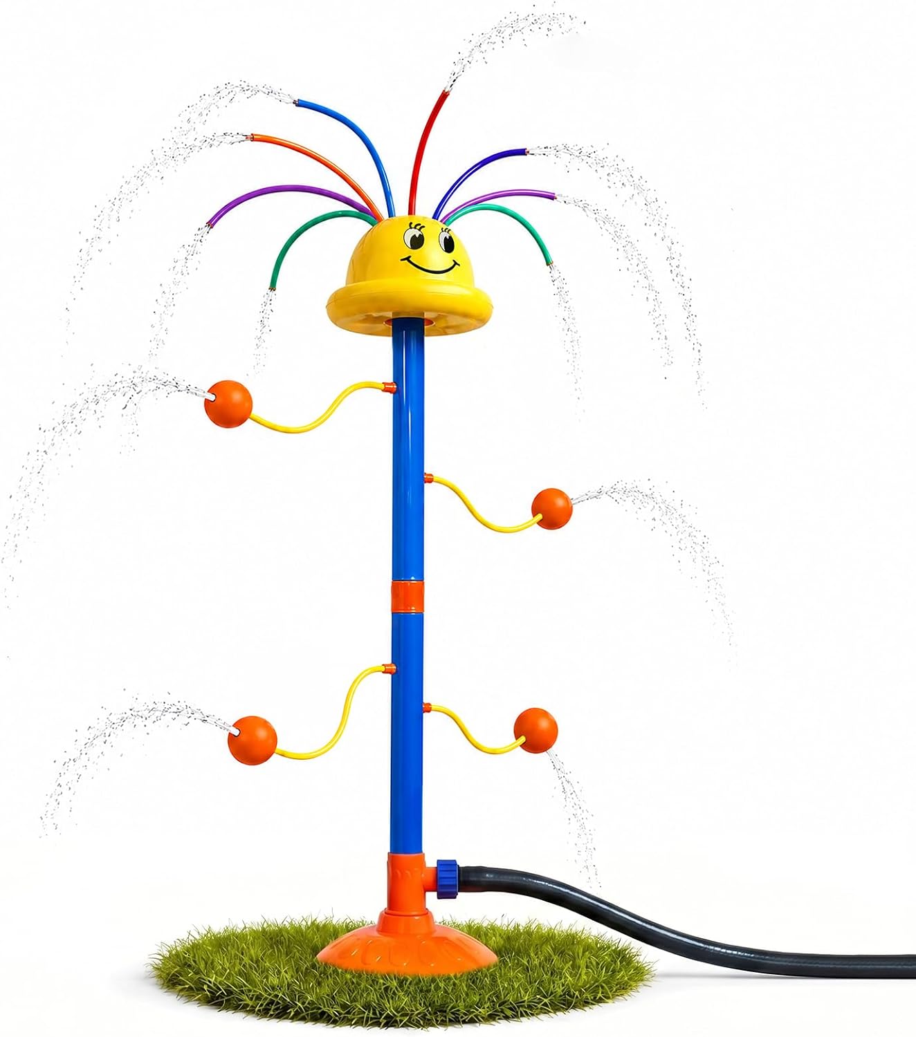 Kids Sprinkler Toy, Smiley Rainbow Water Sprinkler for Backyard, Ages 3-8