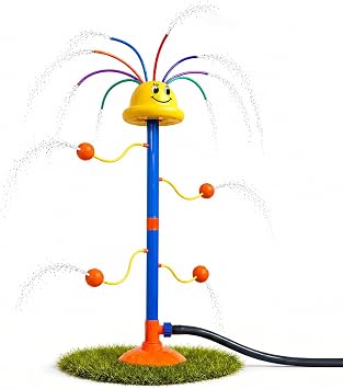 Kids Sprinkler Toy, Smiley Rainbow Water Sprinkler for Backyard, Ages 3-8