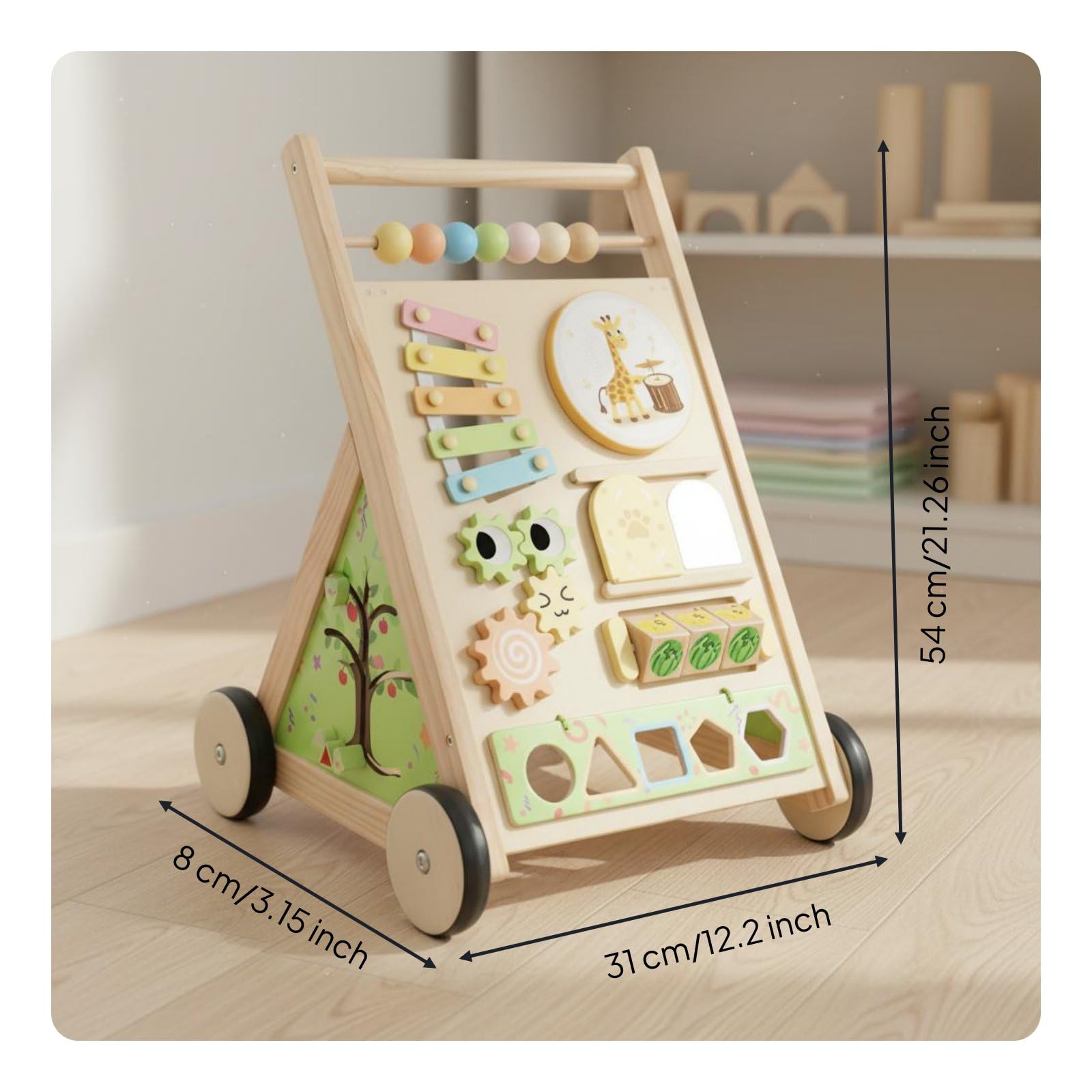 Kinder Lauflernwagen mit Stabiler Konstruktion Vielfältigen Aktivitätsspielzeugen Aufbewahrungsmöglichkeit Und Tierlabyrinth zur Motorischen Förderung für Tägliche Nutzung Spiel, Stil A