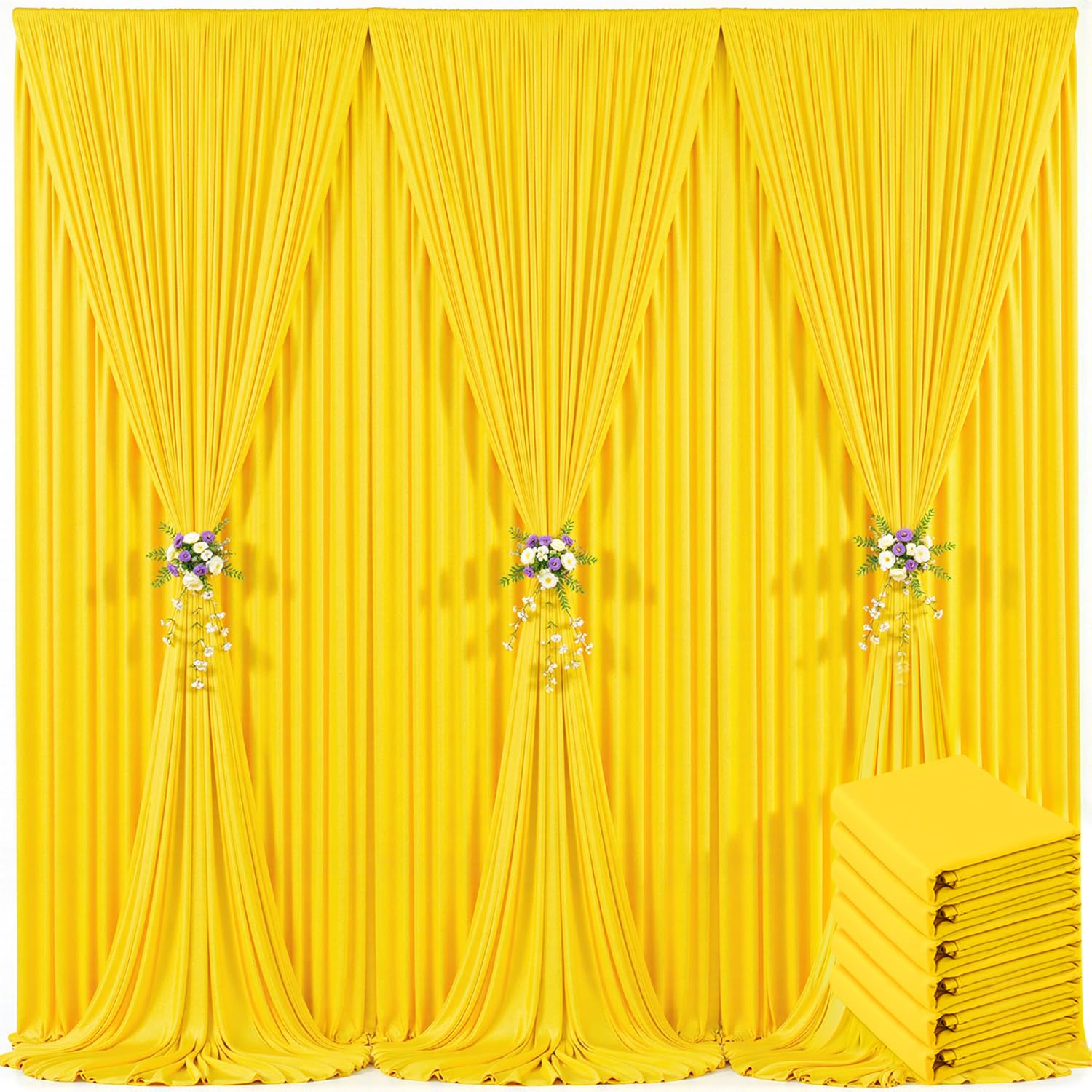 40ft x 10ft Ivory Backdrop Curtain for Wedding Ivory Wrinkle Free Backdrop Drapes Panels for Parties Baby Shower Bridal Shower Birthday Photo Photography Polyester Fabric Background Decoration — view 60