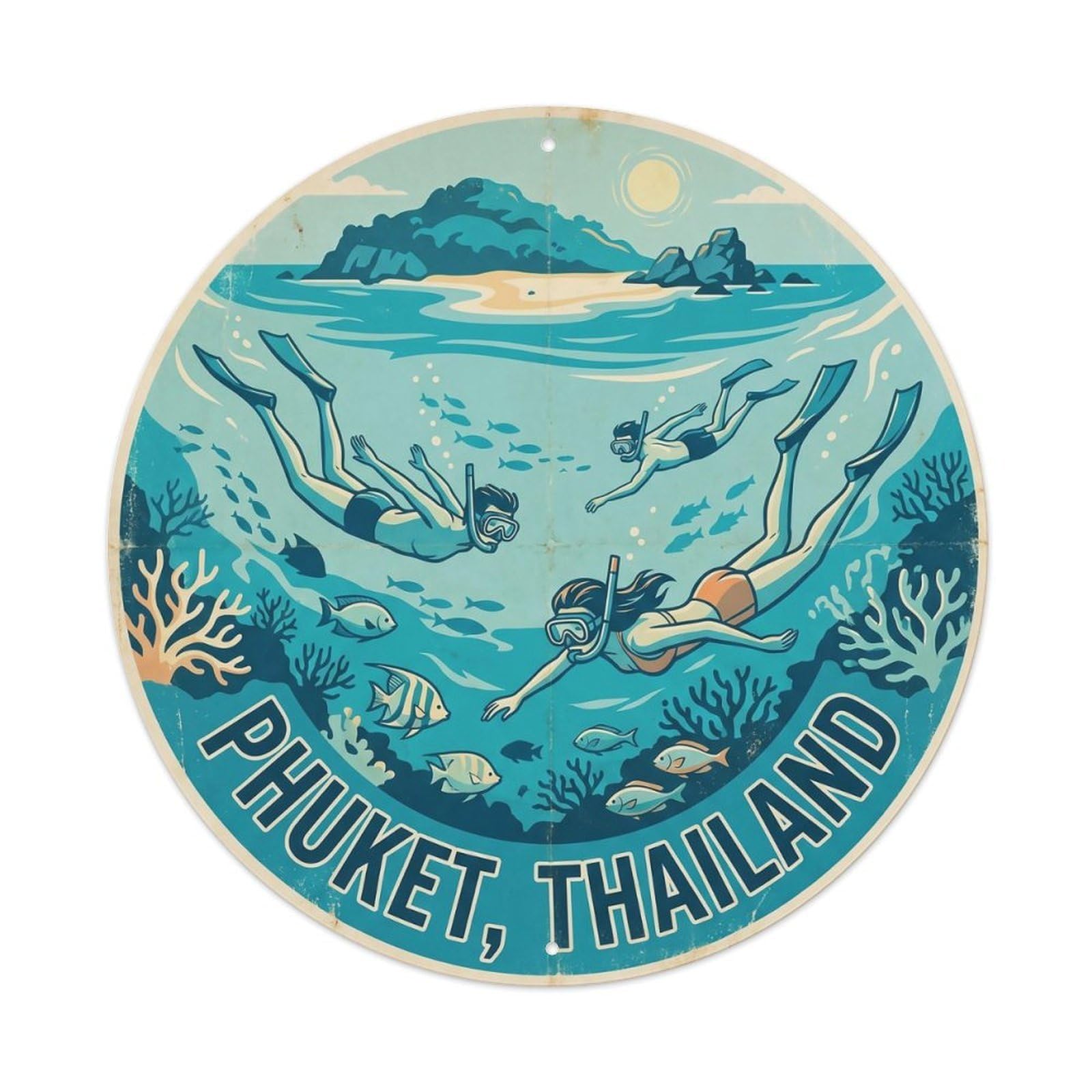 Odgynaw 8X8inch(20X20cm) Phuket Bon Island Ocean Coast Resort Southeast Asia Metal Tin Sign