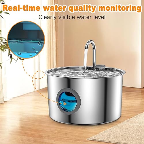 Miniatura 5 de Fuente de agua inalámbrica para gatos, dispensador automático de agua para mascotas de acero inoxidable de 3.2 litros con 12 filtros, bomba