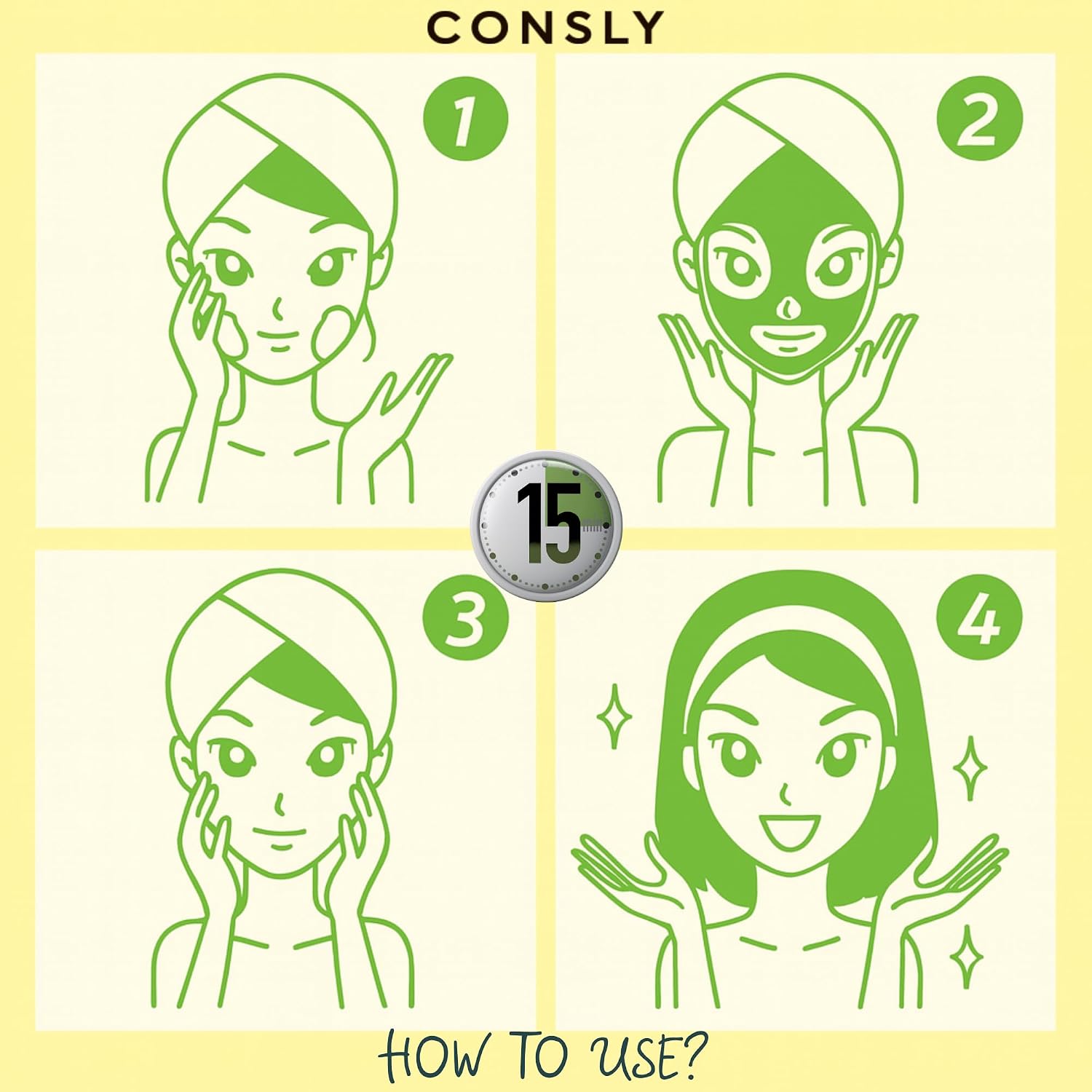 CONSLY_Carambola Detox Mask 10 Pack | Hydrating Korean Sheet Masks with Star Fruit Extract | Refreshing Self-Care for Healthy-Looking Skin | All Skin Types | 20ml Each