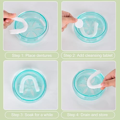 Miniatura 5 de Caja de dentadura a prueba de fugas, caja de retención dental portátil con espejo, herramienta de extracción y capa de almacenamiento adicional,