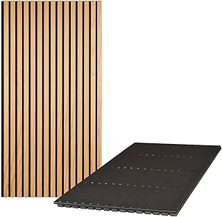 Upgraded Wood Slat Wall Panels, 23.82" × 46.46" Soundproof Panels for Interior Wall Decor, 2 Pack Acoustic Panels for Wall - Sound Absorbing Wood Panels for Home, Studio, Office(Oak)