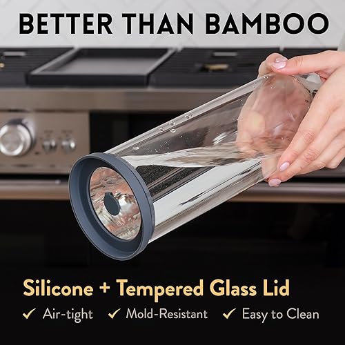 Miniatura 3 de Recipiente para espaguetis con tapas herméticas, recipientes de vidrio con tapa de silicona hermética, tarros de almacenamiento de despensa para