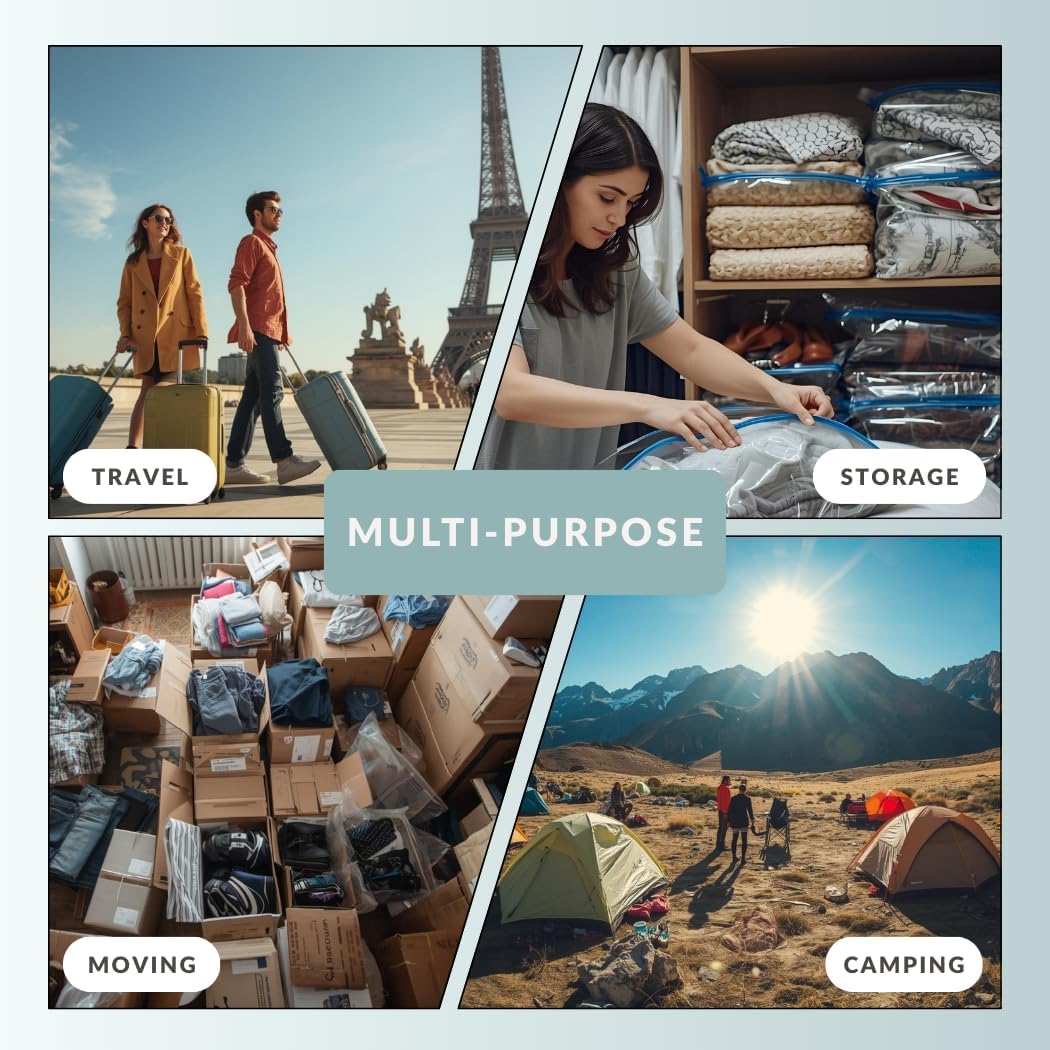 6 XL Jumbo Vacuum Storage Bags with Pump, Extra Large Compression Space Saver for Comforter, Duvet, Blanket, Bedding Storage, Vacuum Seal Bags for Clothing, Luggage Closet Organizer - Image 6