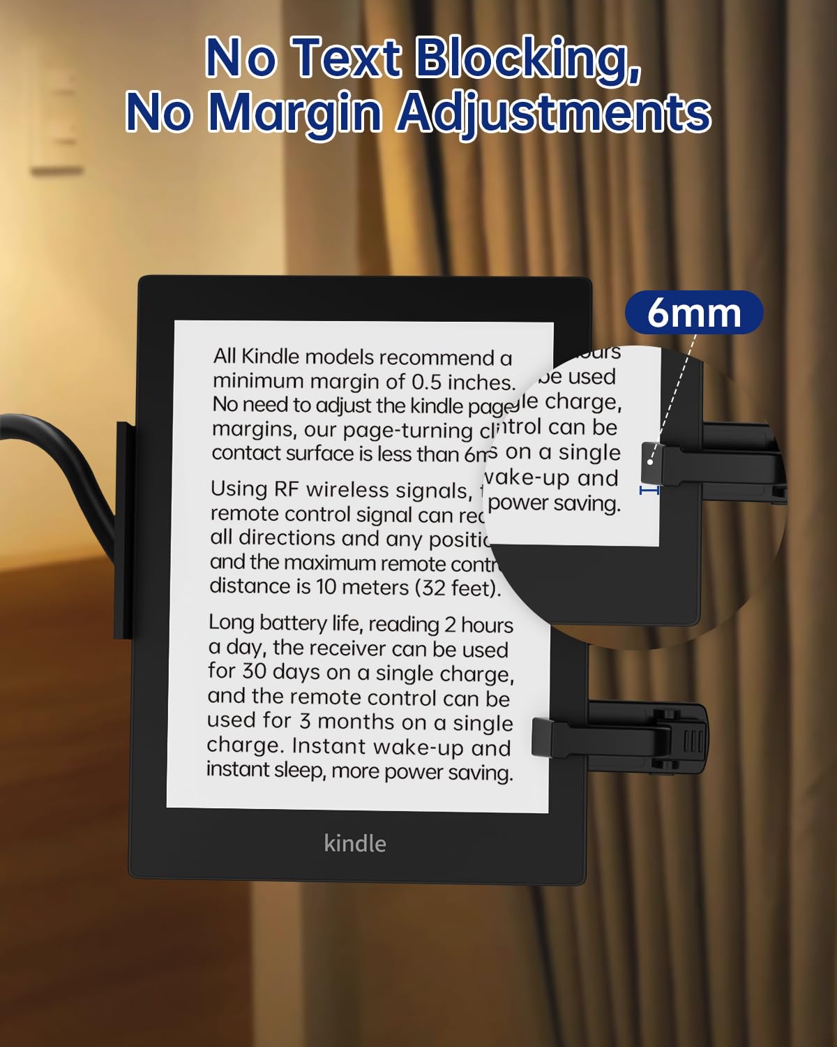 Primo telecomando per Kindle Paperwhite senza blocco del testo e regolazione del margine, clicker silenzioso, accessori Kindle per iPad/tablet (solo lettura), fotocamera e scatto selfie