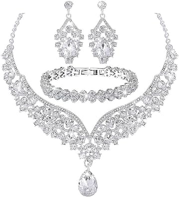 Women's Wedding Jewelry Crystal Collection Necklace Bracelet Pendant Earring Set
