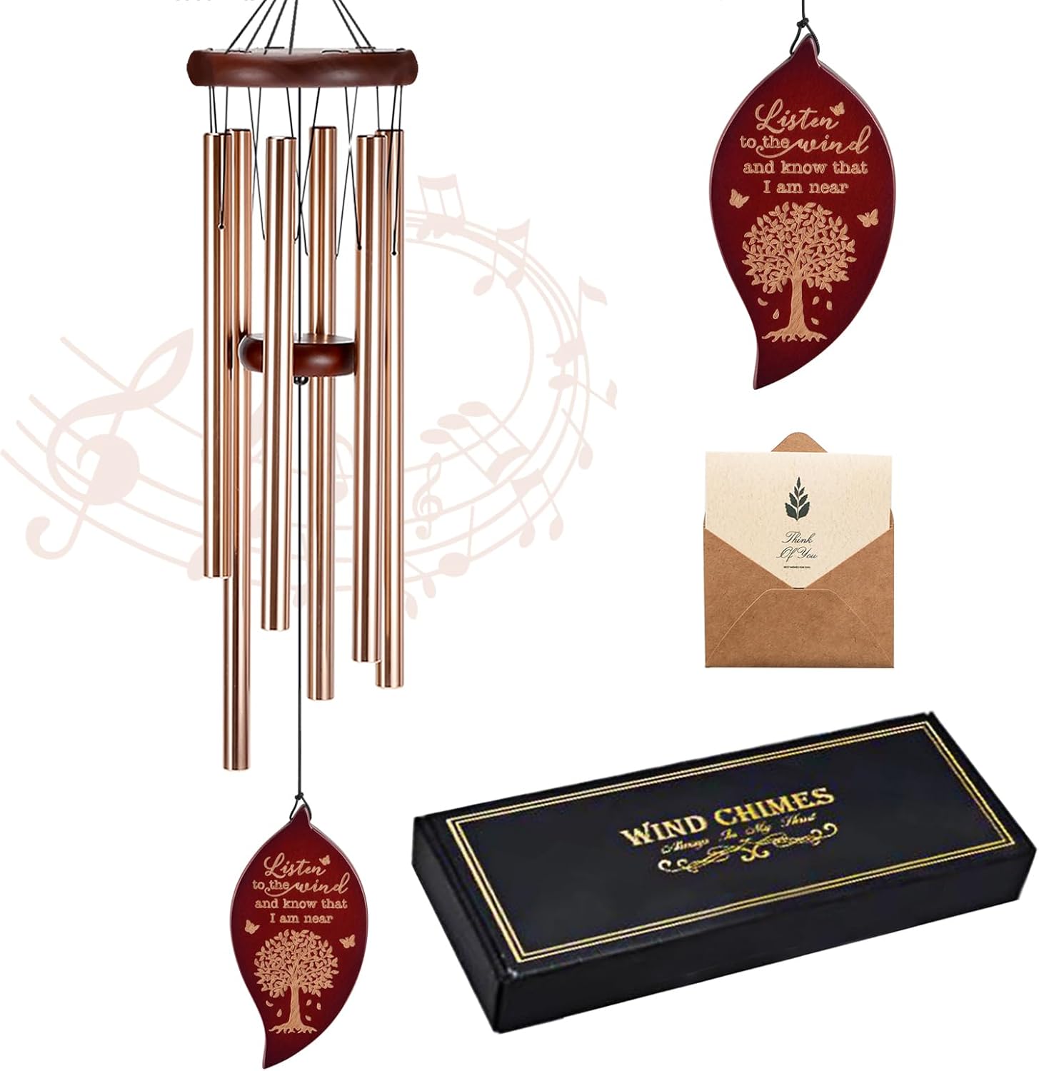 Memorial Wind Chimes with Engraved Tree of Life, 32" Sympathy Wind Chime for Loss of Loved One Prime, Sympathy/Remembrance Gifts,Outdoor Clearance for Home & Garden Decor