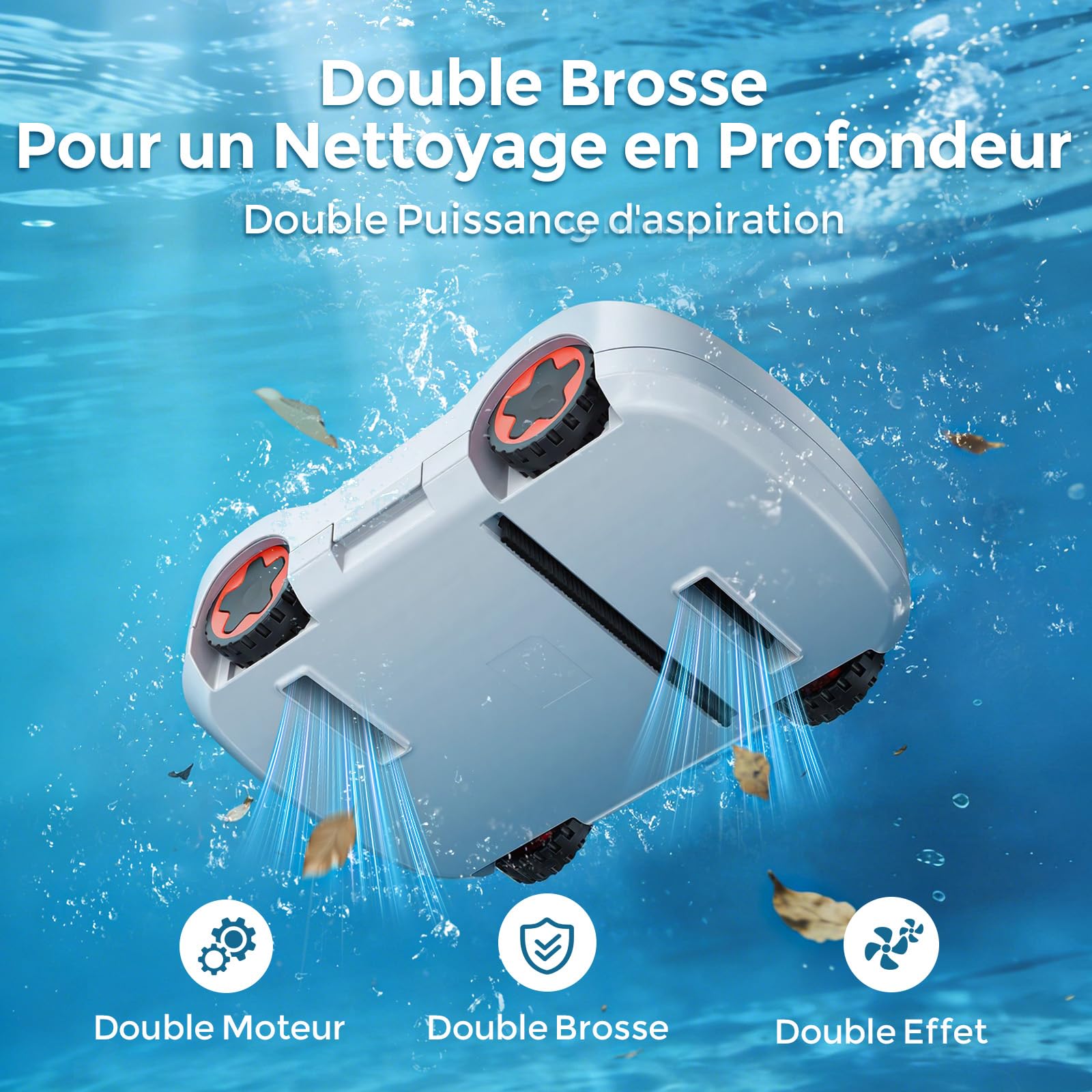 Poolroboter, Kabelloser Poolsauger Akku, Akku Poolroboter Kabellos, 180 Min Laufzeit, Starke Saugkraft, Intelligente Navigation, Ultrafeine Filtration, Auto-Parking, Poolsauger für Aufstellpool 200m²