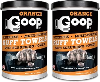 Orange Heavy Duty Ruff Towels with Scrubbing Power, 10” x 12” Dual Textured Multi-Purpose Cleaning Wipes, Removes Dirt, Grease, Oil, 72 Count (Pack of 2)