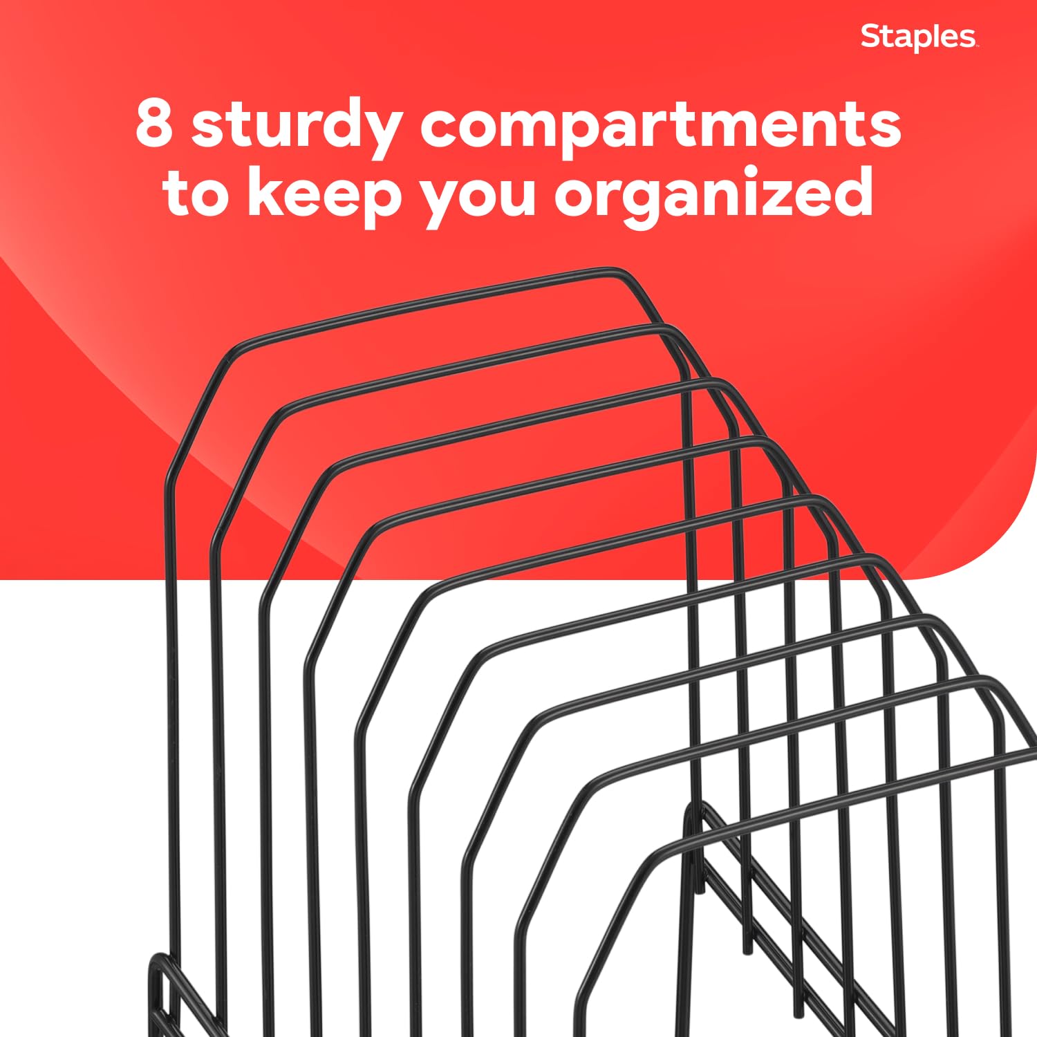 Staples; metal incline desktop file Sorter, 8 scomparti, nero