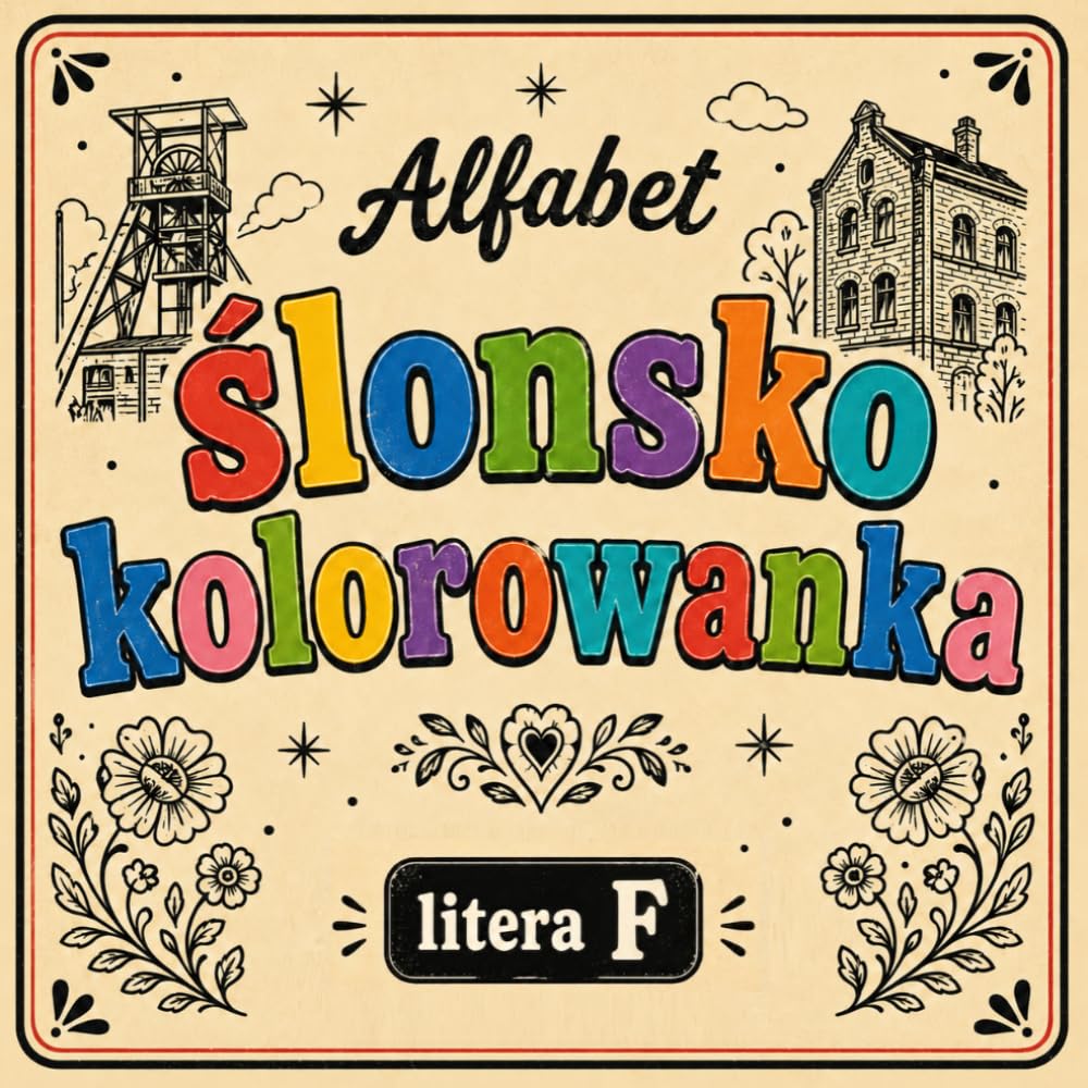 Ślonsko kolorowanka [nr 6/19]. Alfabet: [ litera F ] . Nauka języka śląskiego poprzez obrazki, odstresowująca.: Śląska kolorowanka bold & easy