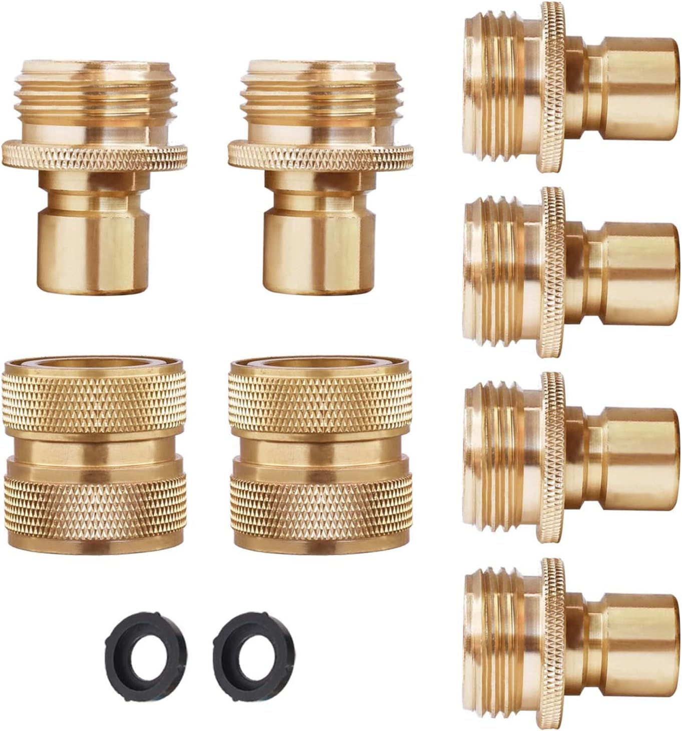 PLG Brass Garden Hose Quick Connect Fittings - 6 Male + 2 Female