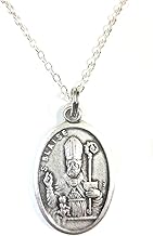 VPP Silver Tone St Blaise Medal Pendant Necklace Ladies 20 inch Chain Gift Box & Prayer Card