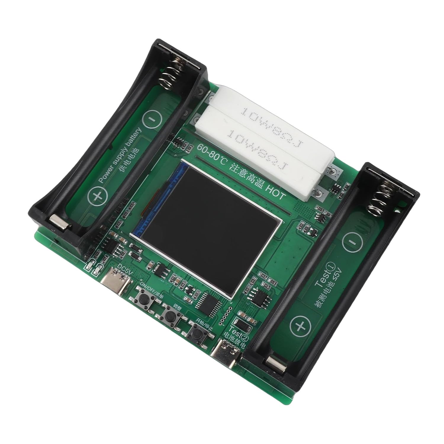 Marhynchus Adjustable Battery Internal Resistance Meter 1.77in LCD Display for Batteries