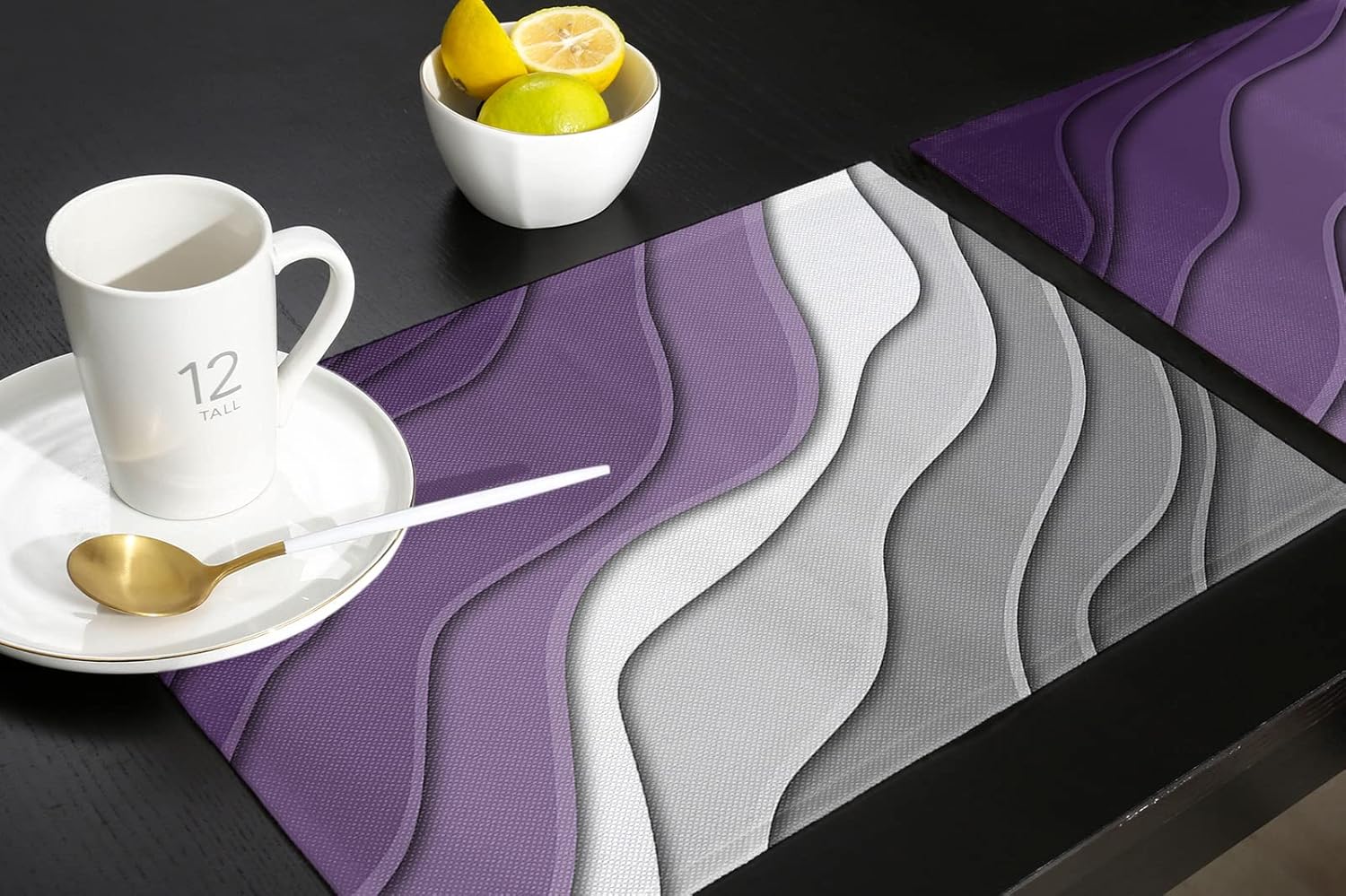 Placemats Purple Grey Modern Geometric Place Mats for Dining Room Dinner Table Abstract Beach Washable Table Mats Kitchen Decorations Set of 4