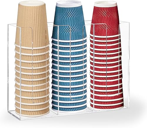 Miniatura 1 de Dispensador de taza de café para mostrador, tapas desechables para tazas y soporte para popote con 5 compartimentos, soporte de pared para plástico,