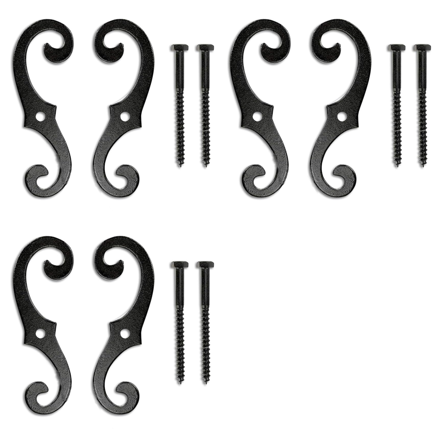Jnchdghwa Black 6Pcs Cast Iron Shutter Fasteners - Decorative S-Shape Shutter Dogs Hardware - Rust- External Shutter Tieback