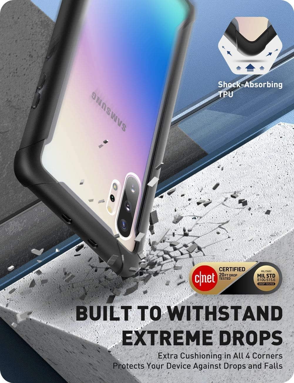 i-Blason Ares Series Dual Layer Rugged Clear Bumper Case for Samsung Galaxy Note 10 Plus, Black