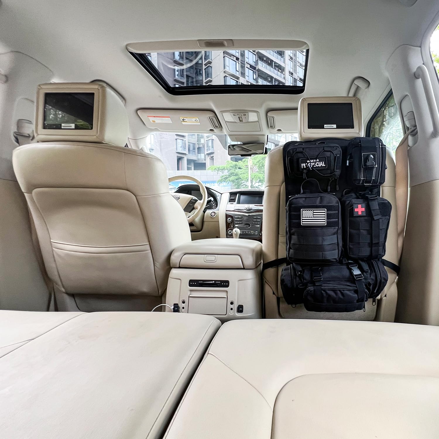 Organizer tattico per sedile posteriore, universale, con 5 tasche Molle multifunzione rimovibili, adatto per tutte le auto Jeep e camion, accessori da esterno per campeggio, viaggi su strada,