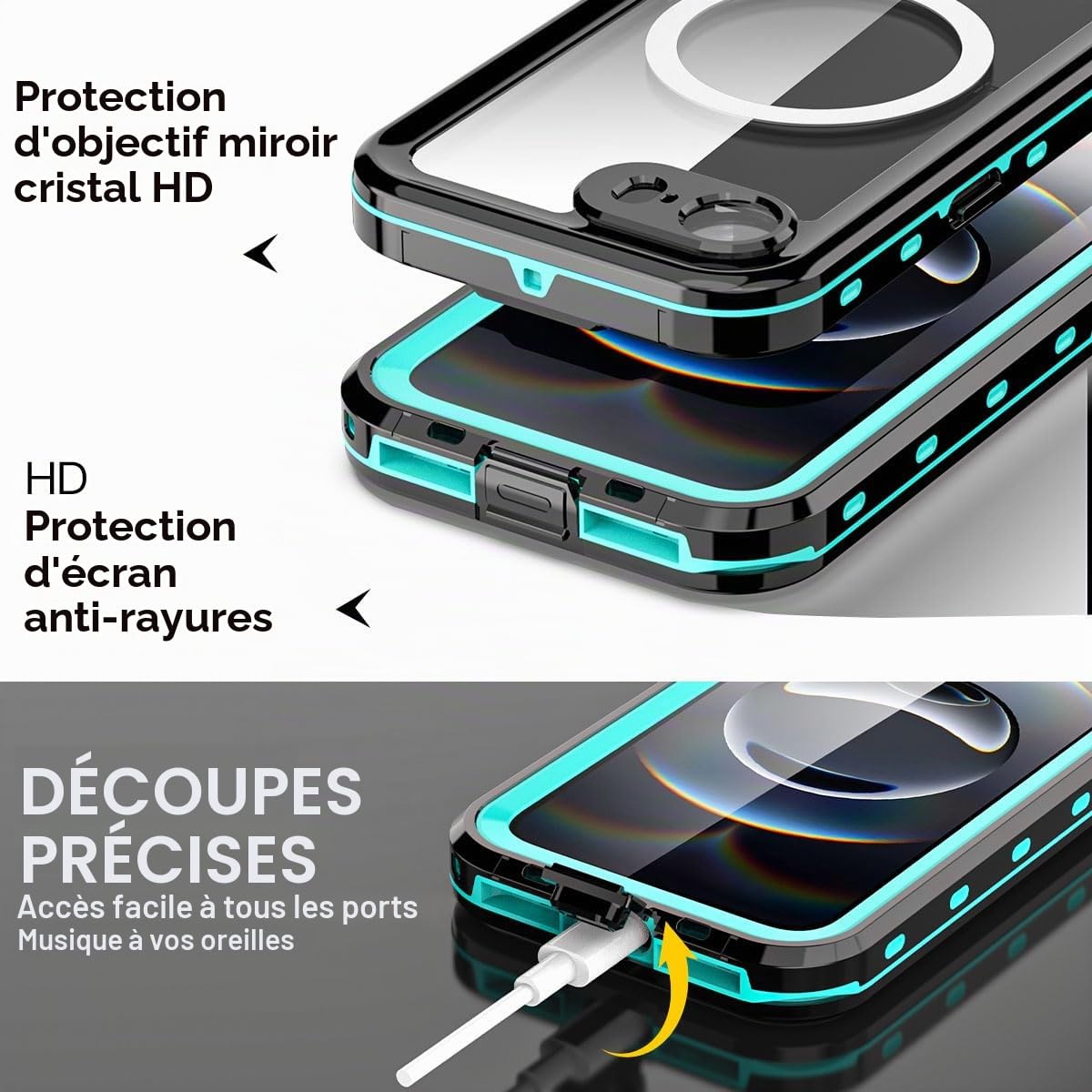 AICase Coque étanche pour iPhone 16e/iPhone 17e, MagSafe, résistante à la Neige et à la poussière, certifiée IP68, Protection 360°, pour iPhone 16e 2025/iPhone 17e 2026 de 6,1"