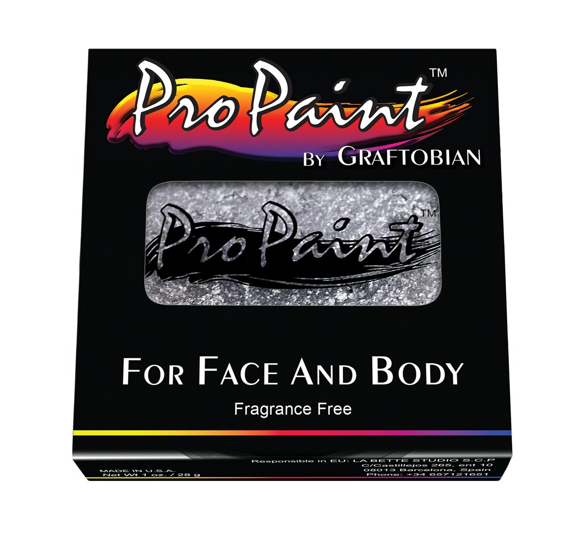Graftobian Pro Paint Face and Body Paint - Silver Sterling, 30 ml