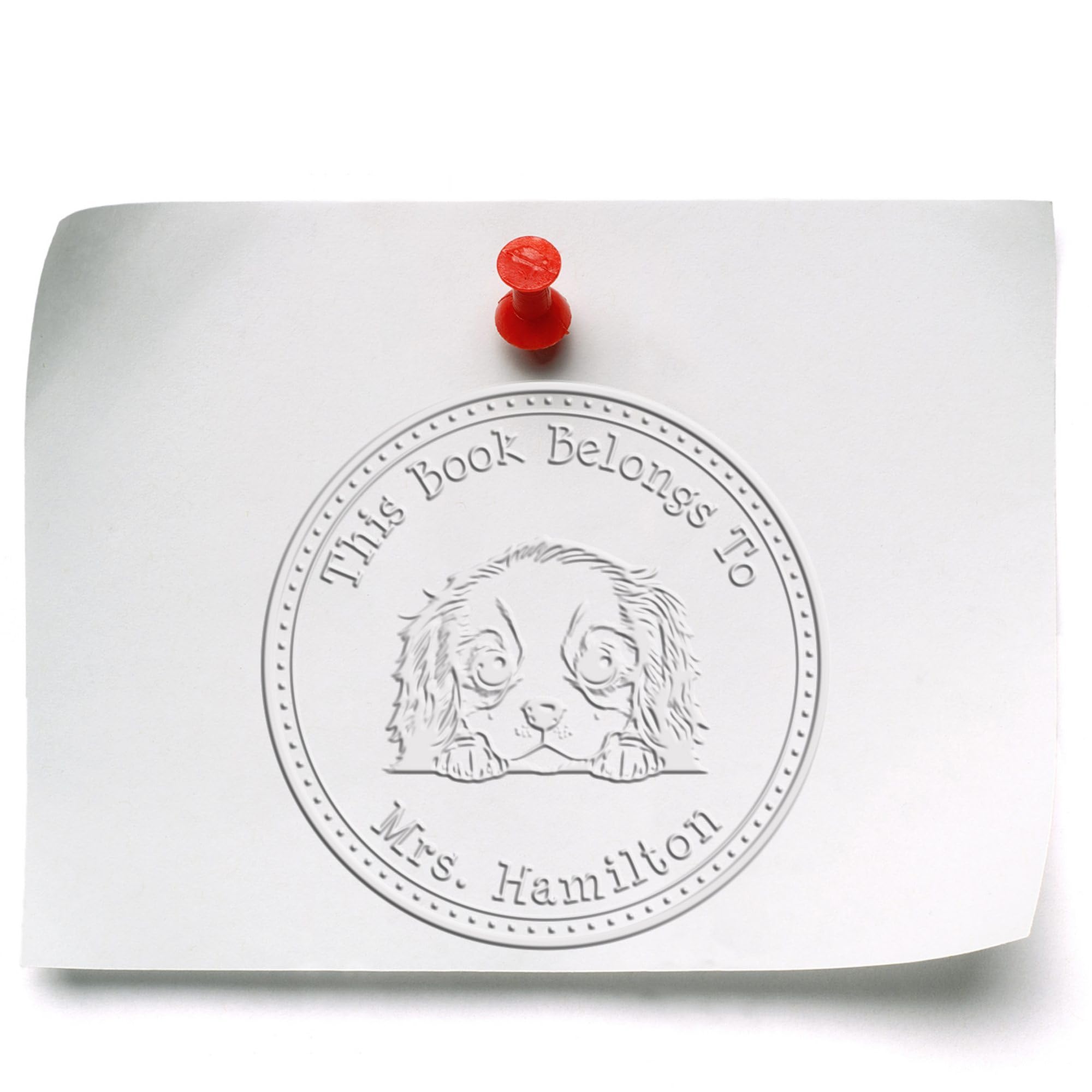 Cavalier King Charles Spaniel Custom Desk Embosser, Personalized Dog Seal Embosser, 1-5/8 in Diameter, Sturdy Frame for Crisp Imprints, Ideal for Dog