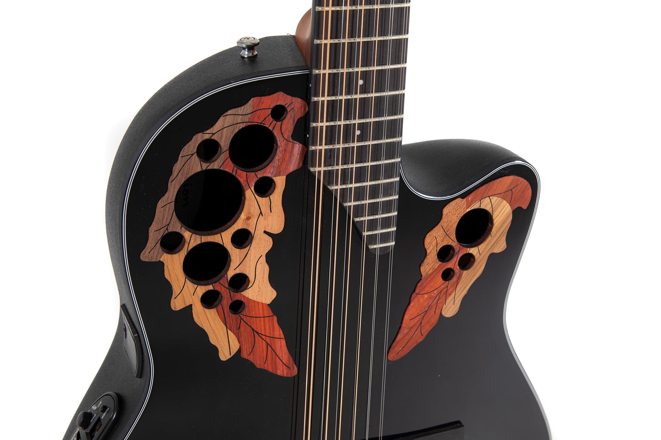 OVATION E-Akustikgitarre Celebrity Elite CE4412 Mid Cutaway - 12-Saiter - Massive Fichtendecke - Mid-depth Lyrachord Body - Black - CE4412-5-G
